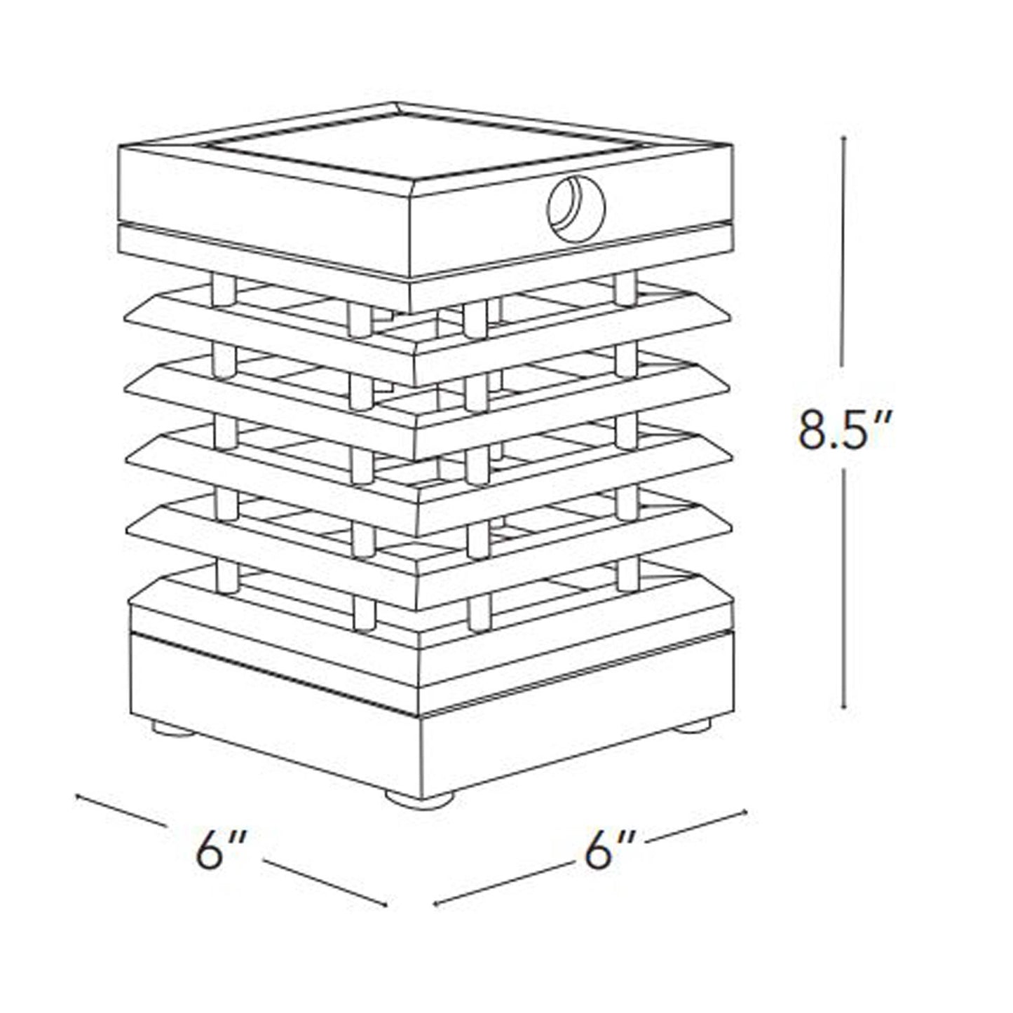Tekura Outdoor Solar LED Table Lamp - line drawing.