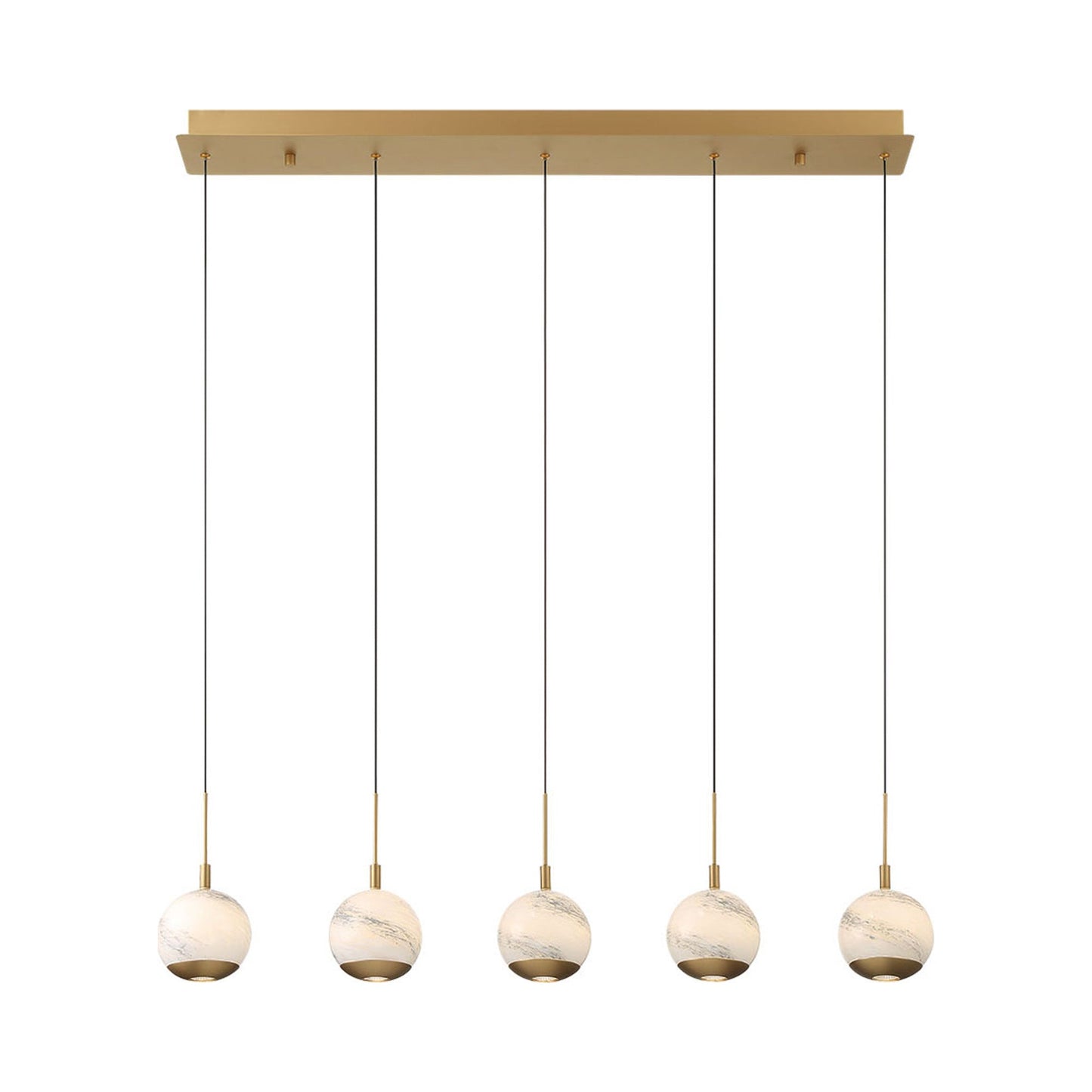 Baveno Linear LED Chandelier in Painted Antique Brass.
