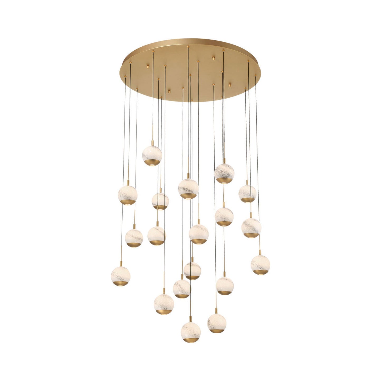 Baveno Multi Light LED Pendant Light in Painted Antique Brass (19-Light).