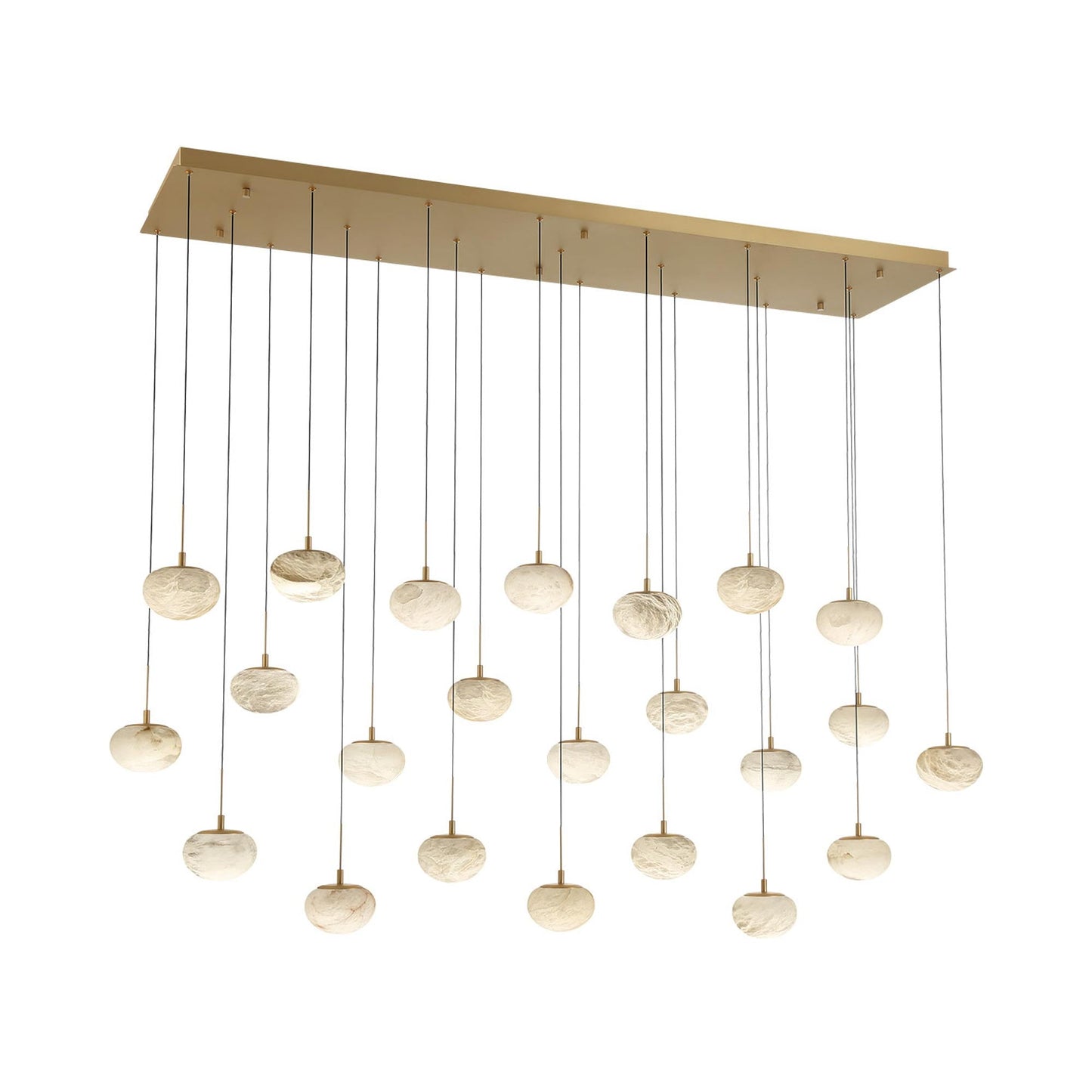 Calcolo Rectangular LED Chandelier in Painted Antique Brass (23-Light).
