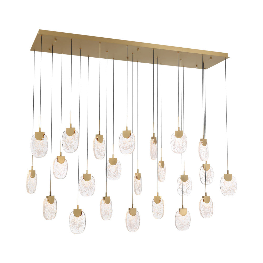 Castelo Rectangular LED Chandelier in Painted Antique Brass (23-Light).