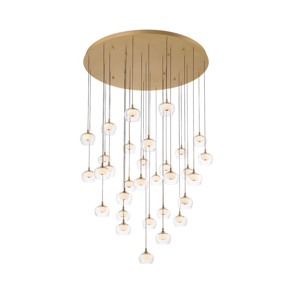 Manarola Grand LED Chandelier in Painted Antique Brass.