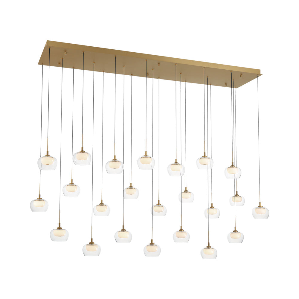 Manarola Rectangular LED Chandelier in Painted Antique Brass (23-Light).