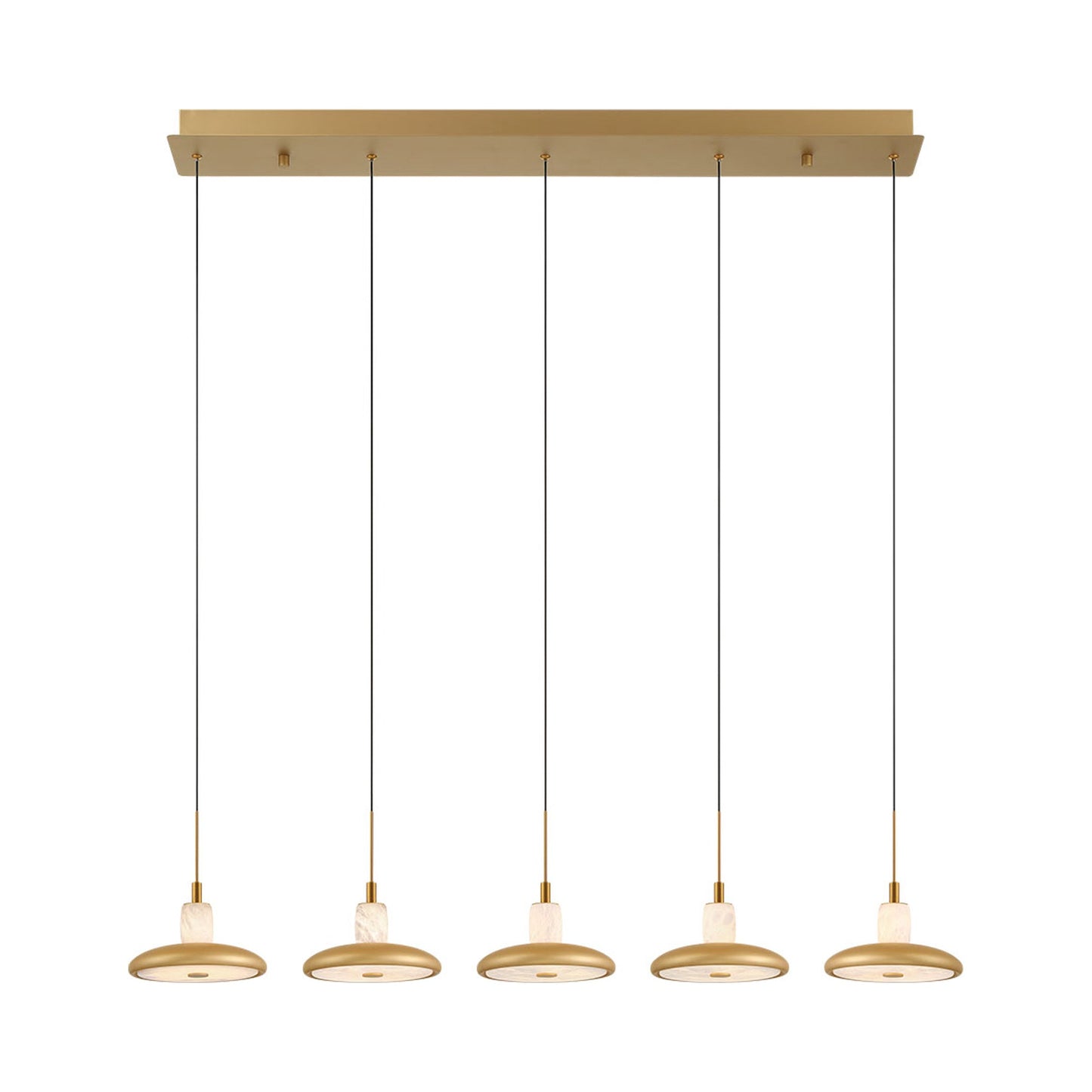 Mantova Linear LED Chandelier in Painted Antique Brass.
