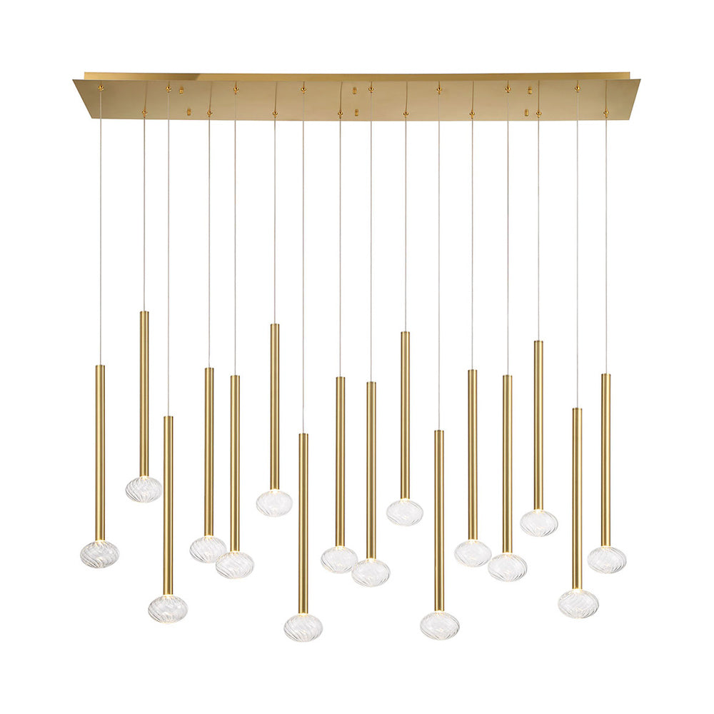 Soffio Linear LED Chandelier in Plated Brushed Gold (16-Light).