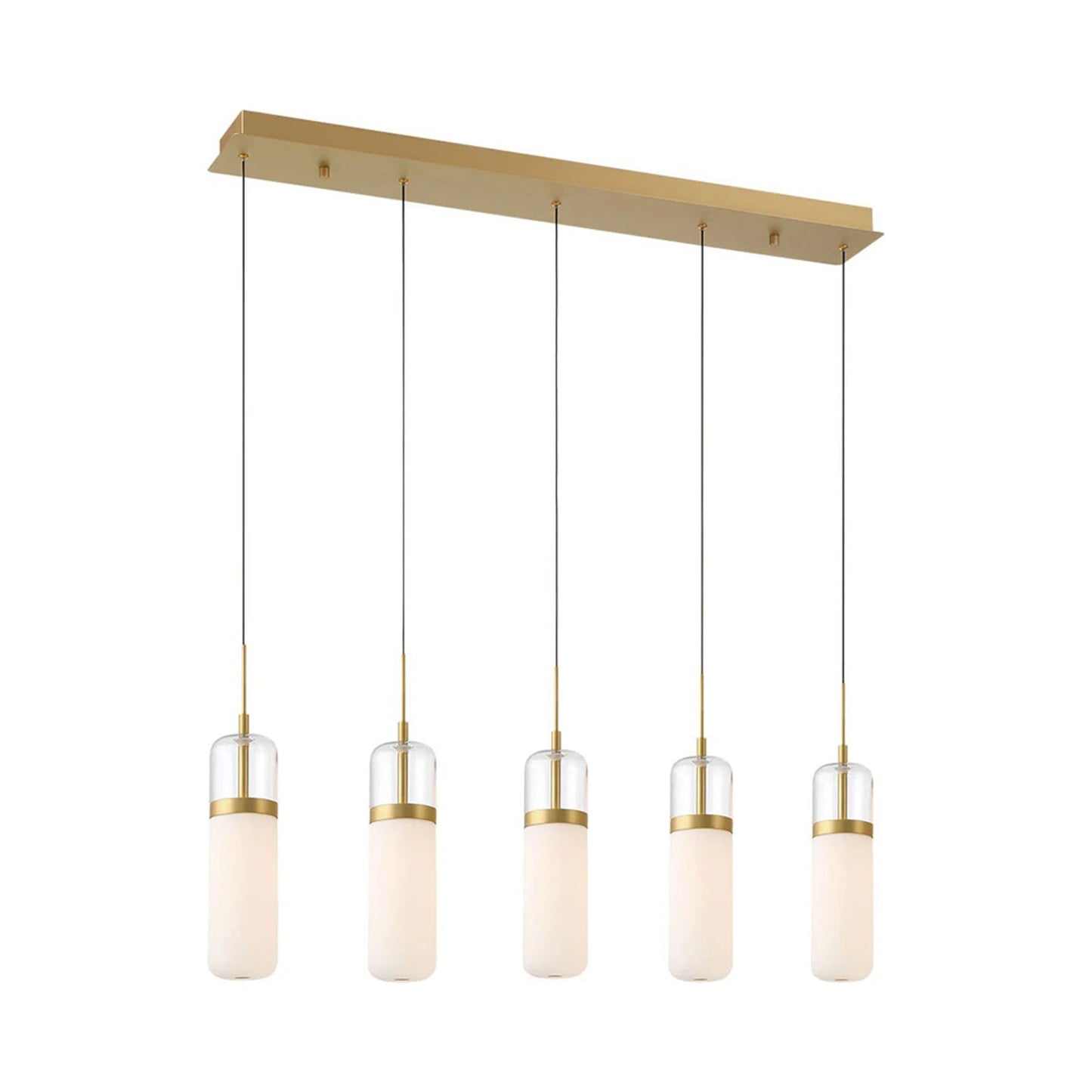 Verona Linear LED Chandelier in Painted Antique Brass.