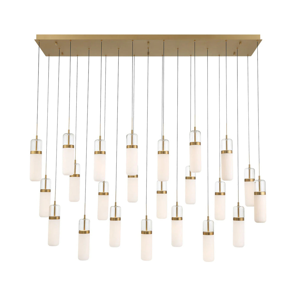 Verona Rectangular LED Chandelier in Painted Antique Brass (23-Light).