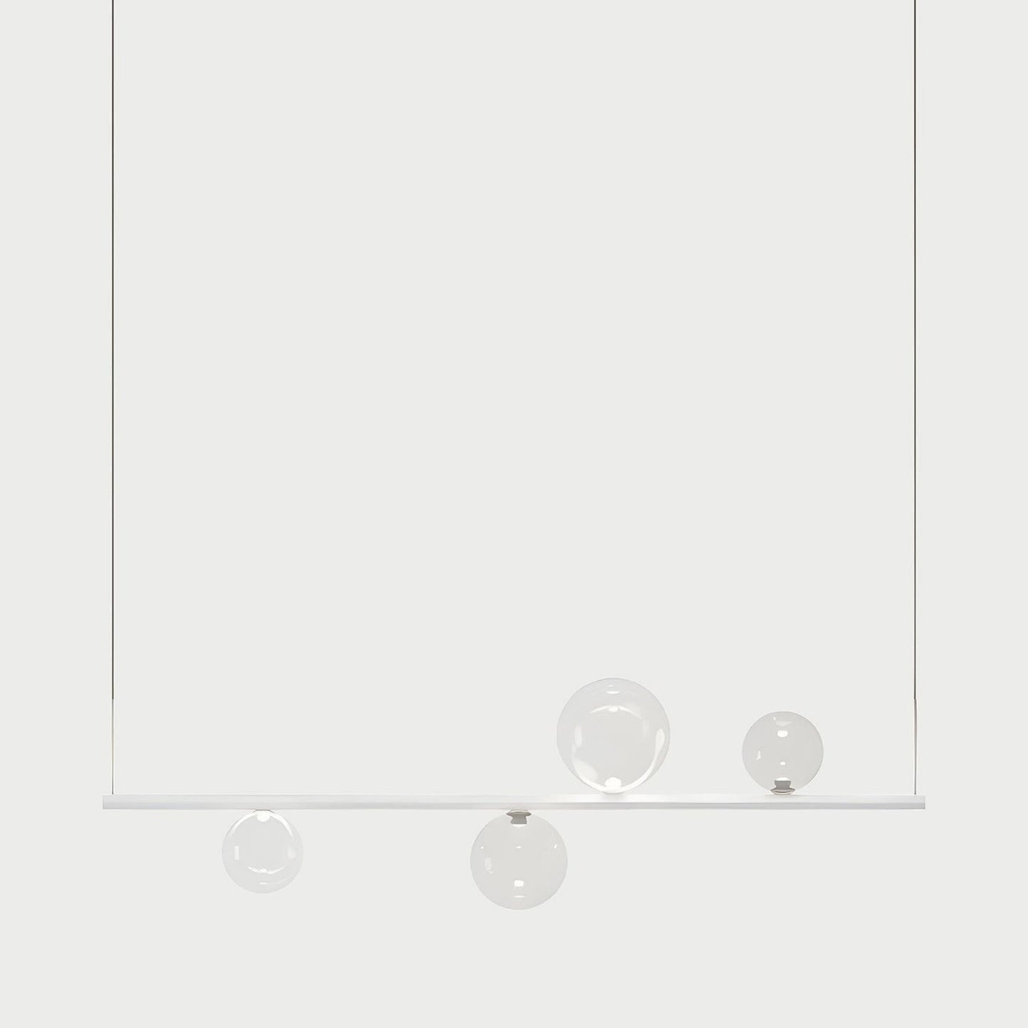 Random Stick Short LED Pendant Light in Matte White/Clear.