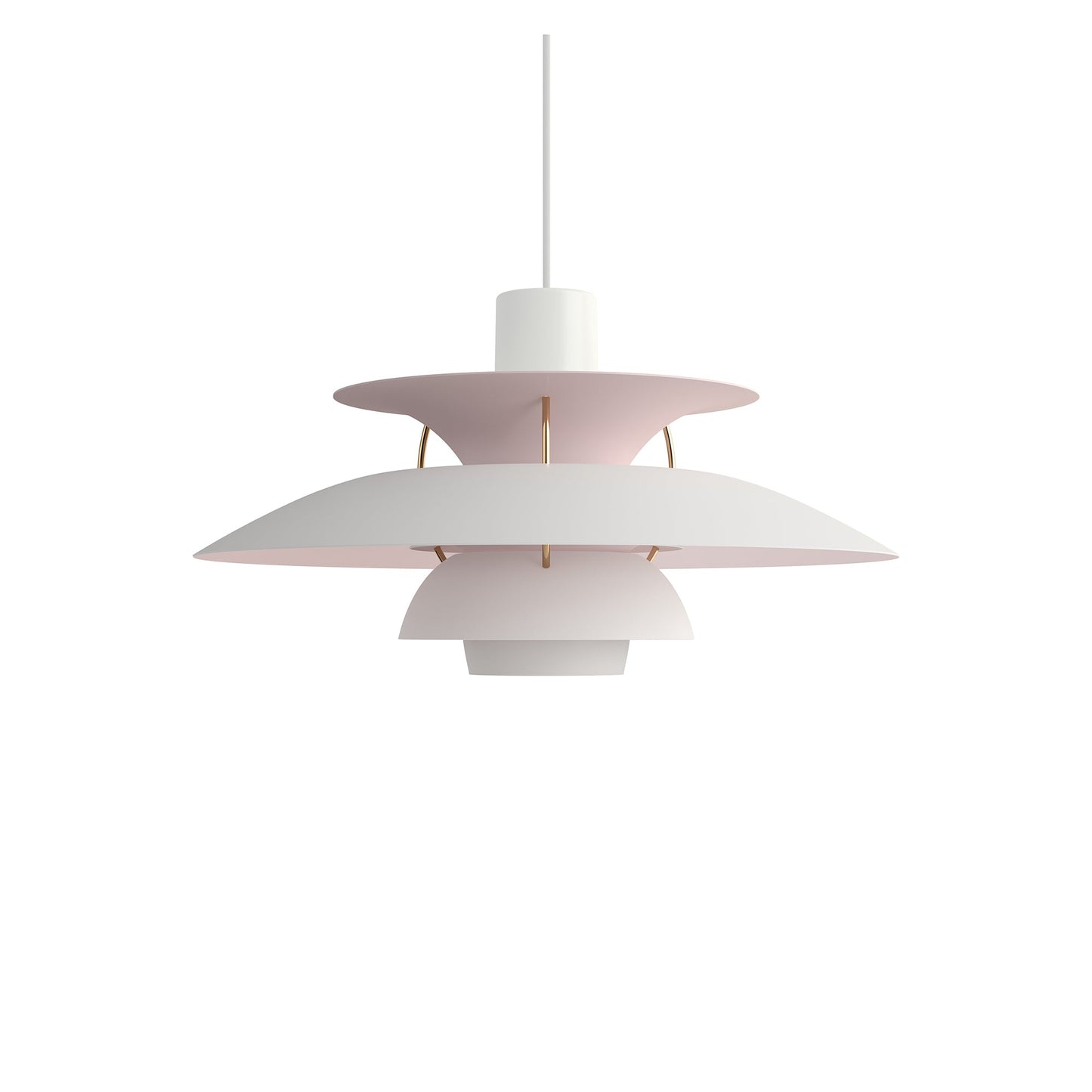 PH 5 Pendant Light in Matte White/Pale Rose.