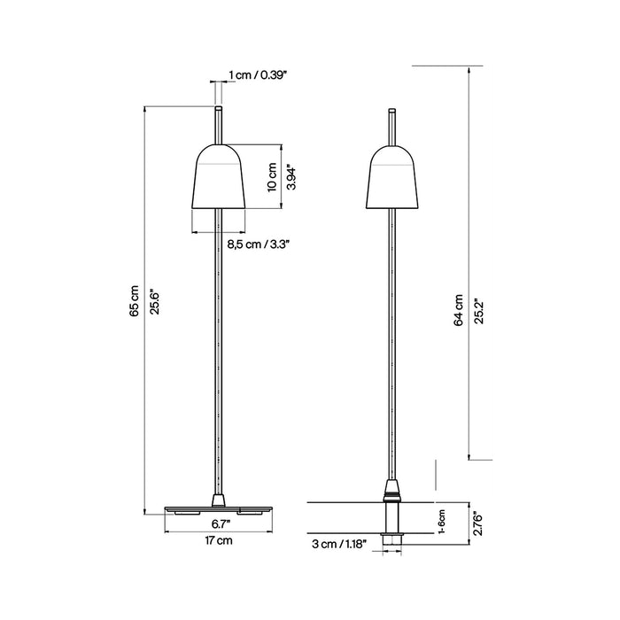 Ascent LED Table Lamp - line drawing.