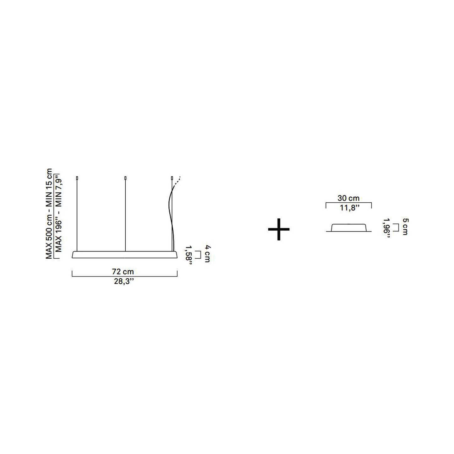 Compendium Circle LED Pendant Light - line drawing.