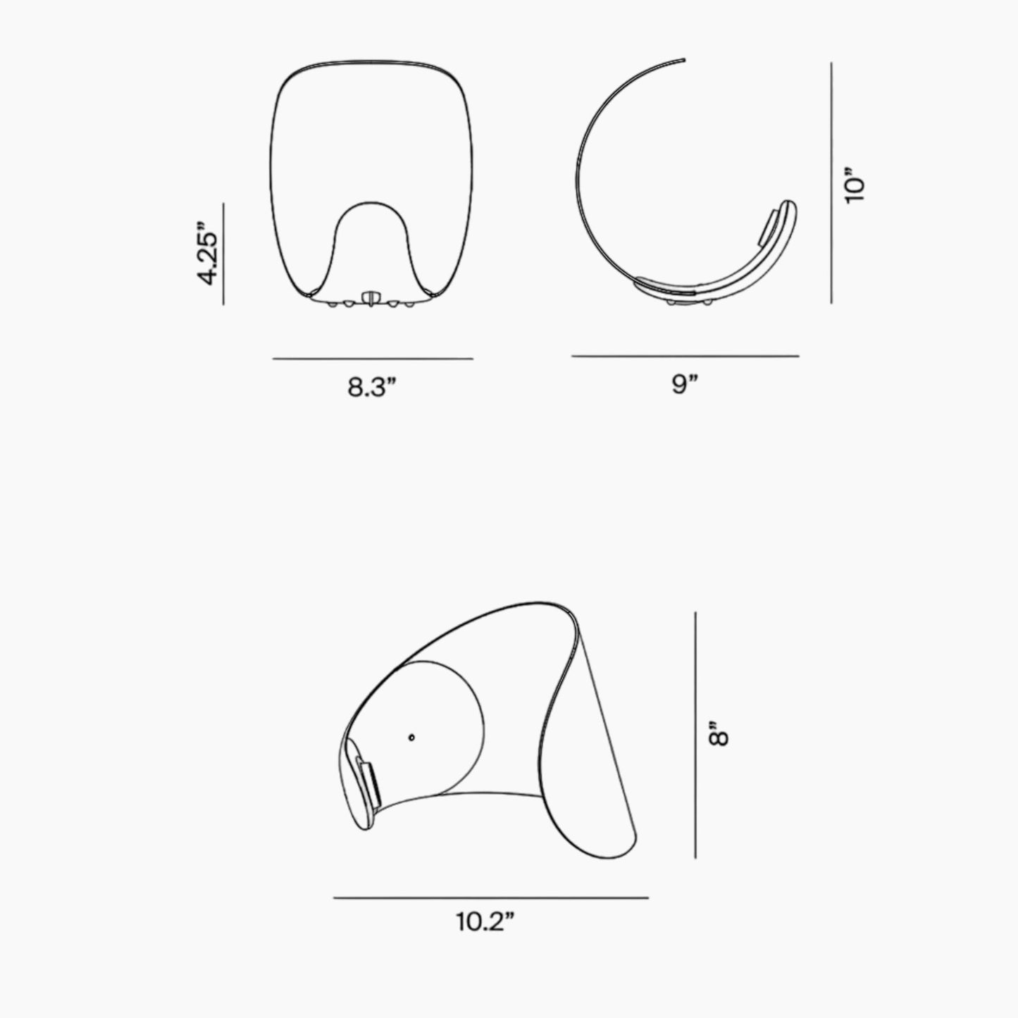 Curl LED Table Lamp - line drawing.