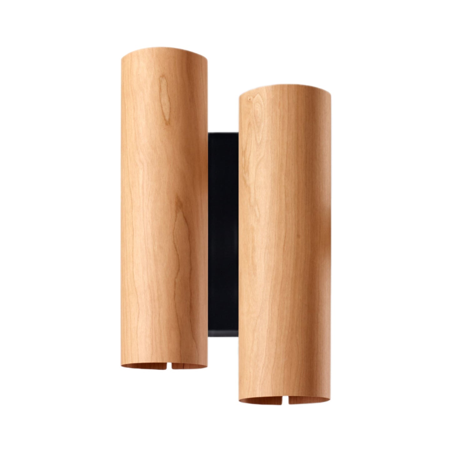 Black Note LED Wall Light in Natural Cherry/Matte Black.