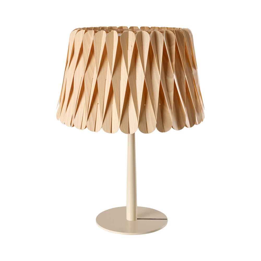 Lola Table Lamp in Natural Beech/Matte Ivory.