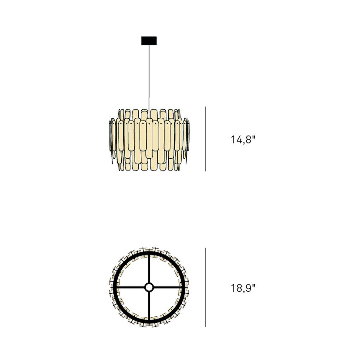 Maruja Pendant Light - line drawing.