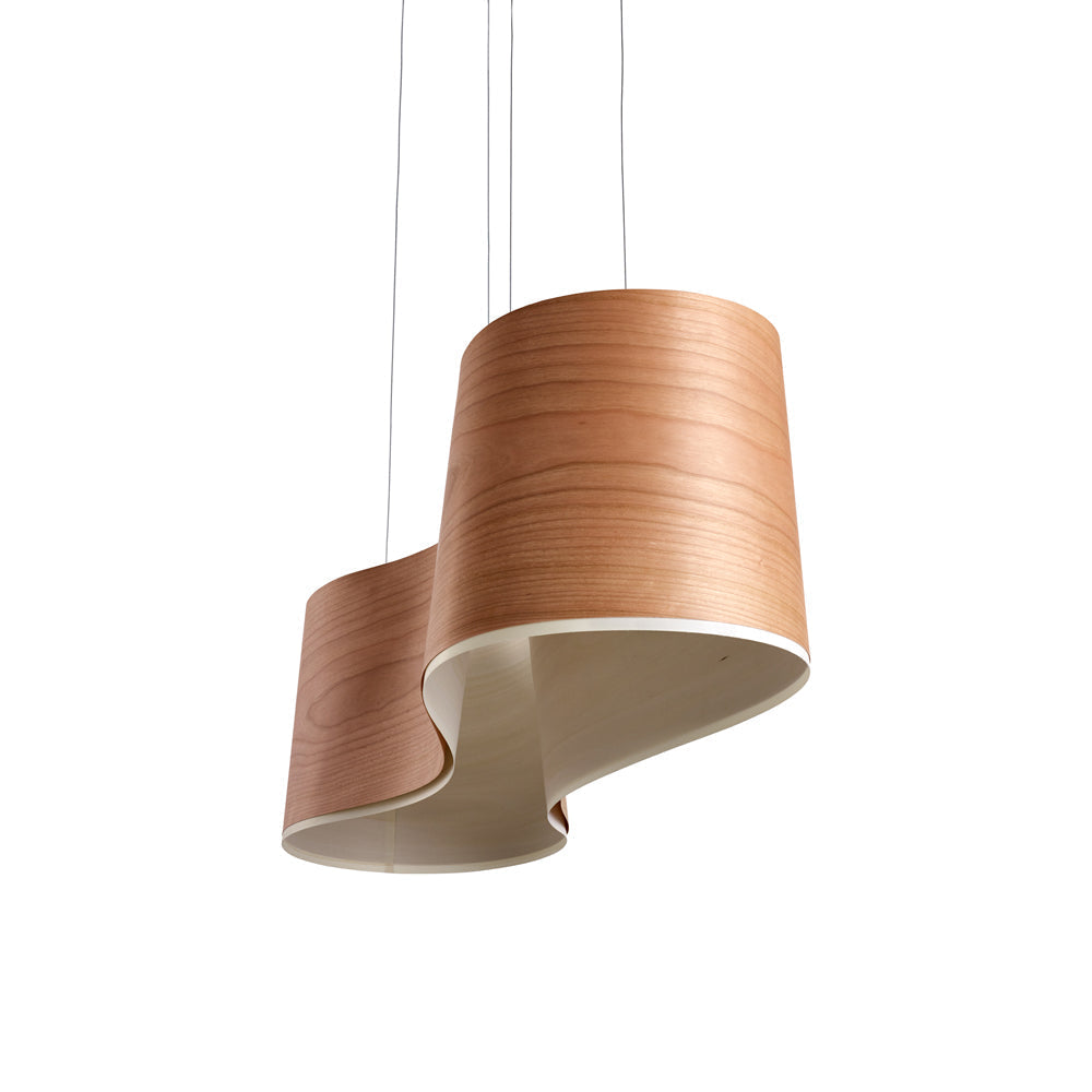 New Wave Pendant Light in Natural Cherry/Ivory White.