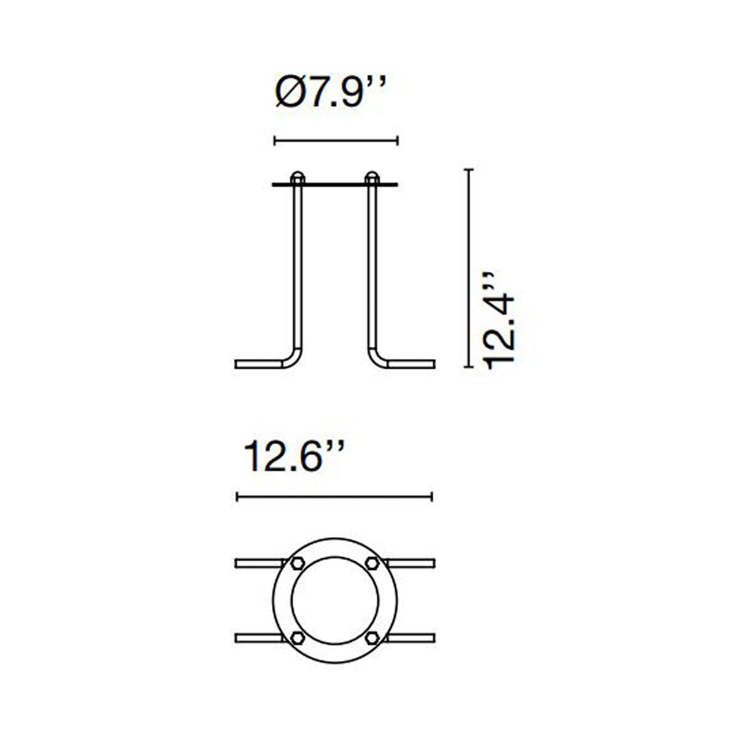 Ginger Outdoor Ground Fixation Plate - line drawing.