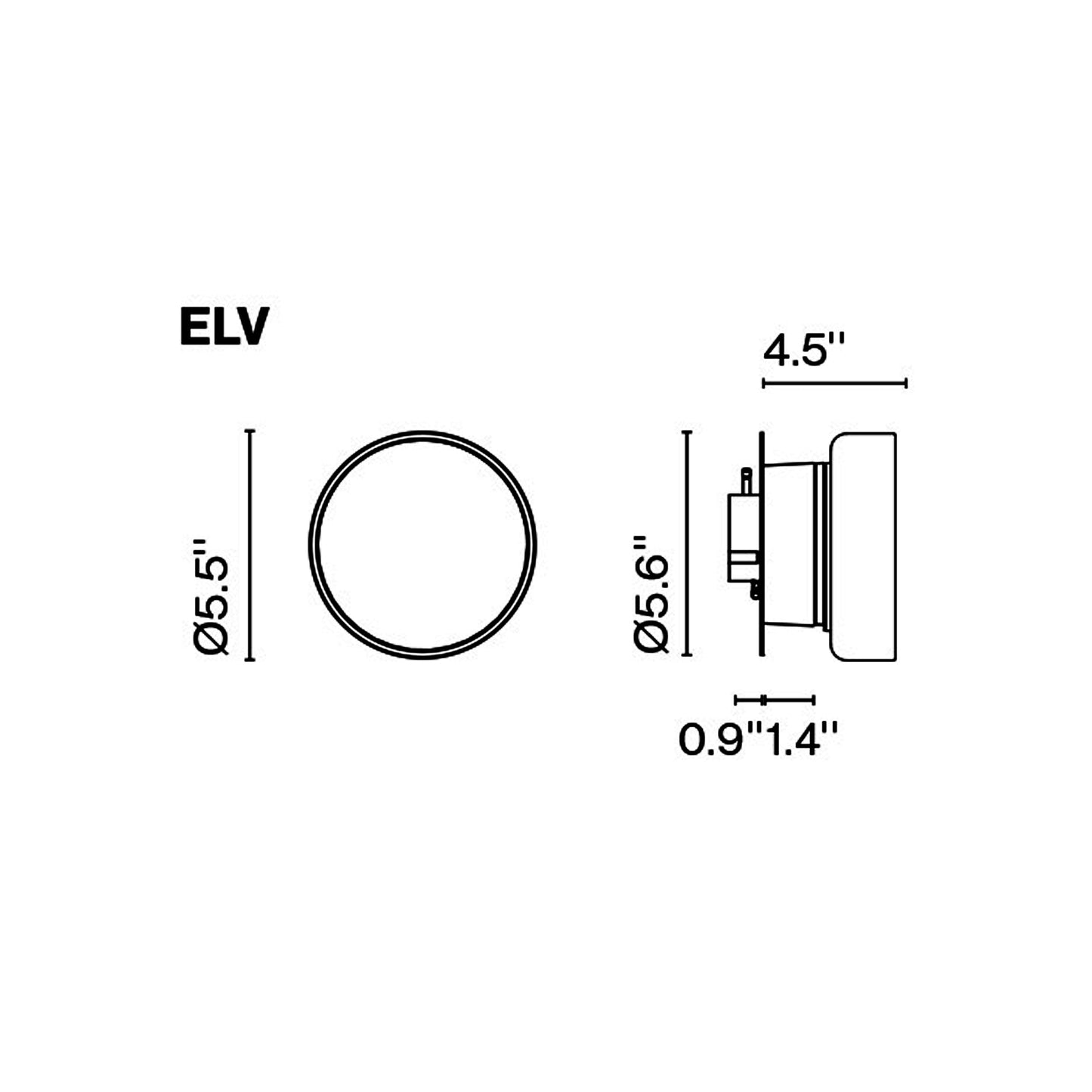Roc Outdoor LED Wall Light - line drawing.