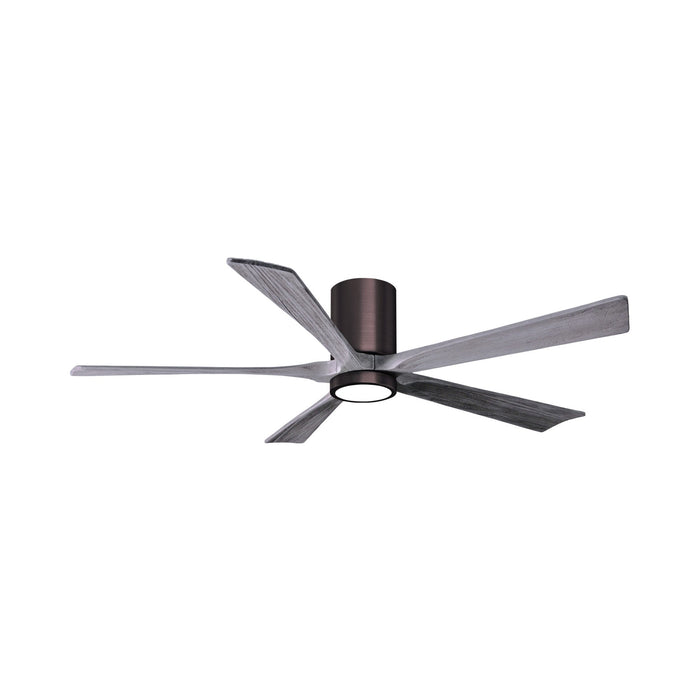 Irene IR5HLK 60-Inch Indoor / Outdoor LED Flush Mount Ceiling Fan in Brushed Bronze/Barnwood Tone.