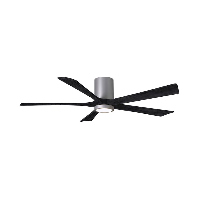 Irene IR5HLK 60-Inch Indoor / Outdoor LED Flush Mount Ceiling Fan in Brushed Nickel/Matte Black.