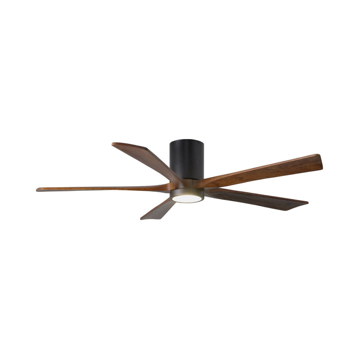 Irene IR5HLK 60-Inch Indoor / Outdoor LED Flush Mount Ceiling Fan in Matte Black/Walnut.