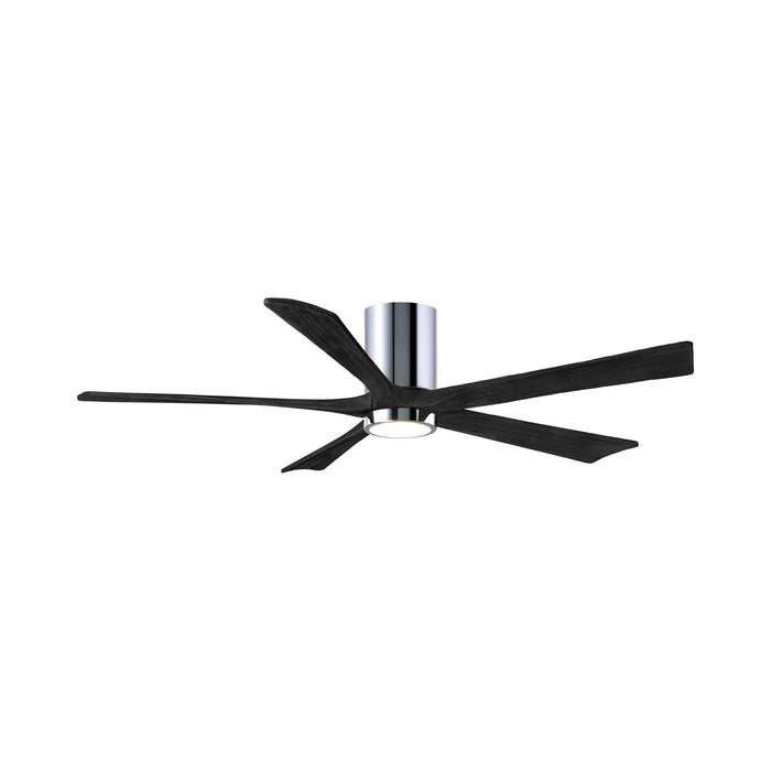Irene IR5HLK 60-Inch Indoor / Outdoor LED Flush Mount Ceiling Fan in Polished Chrome/Matte Black.
