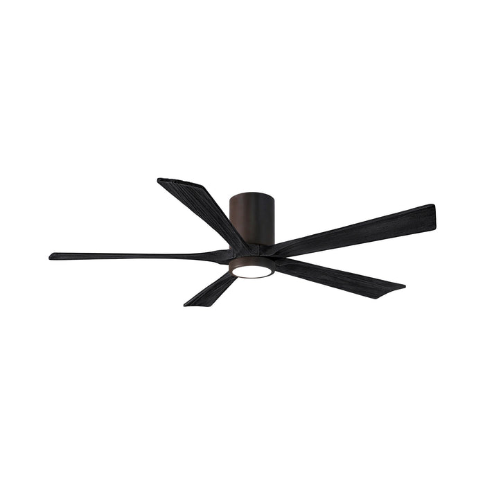 Irene IR5HLK 60-Inch Indoor / Outdoor LED Flush Mount Ceiling Fan in Textured Bronze/Matte Black.