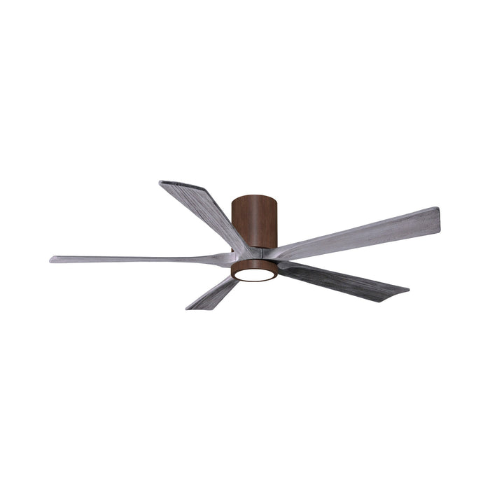 Irene IR5HLK 60-Inch Indoor / Outdoor LED Flush Mount Ceiling Fan in Walnut Tone/Barnwood Tone.