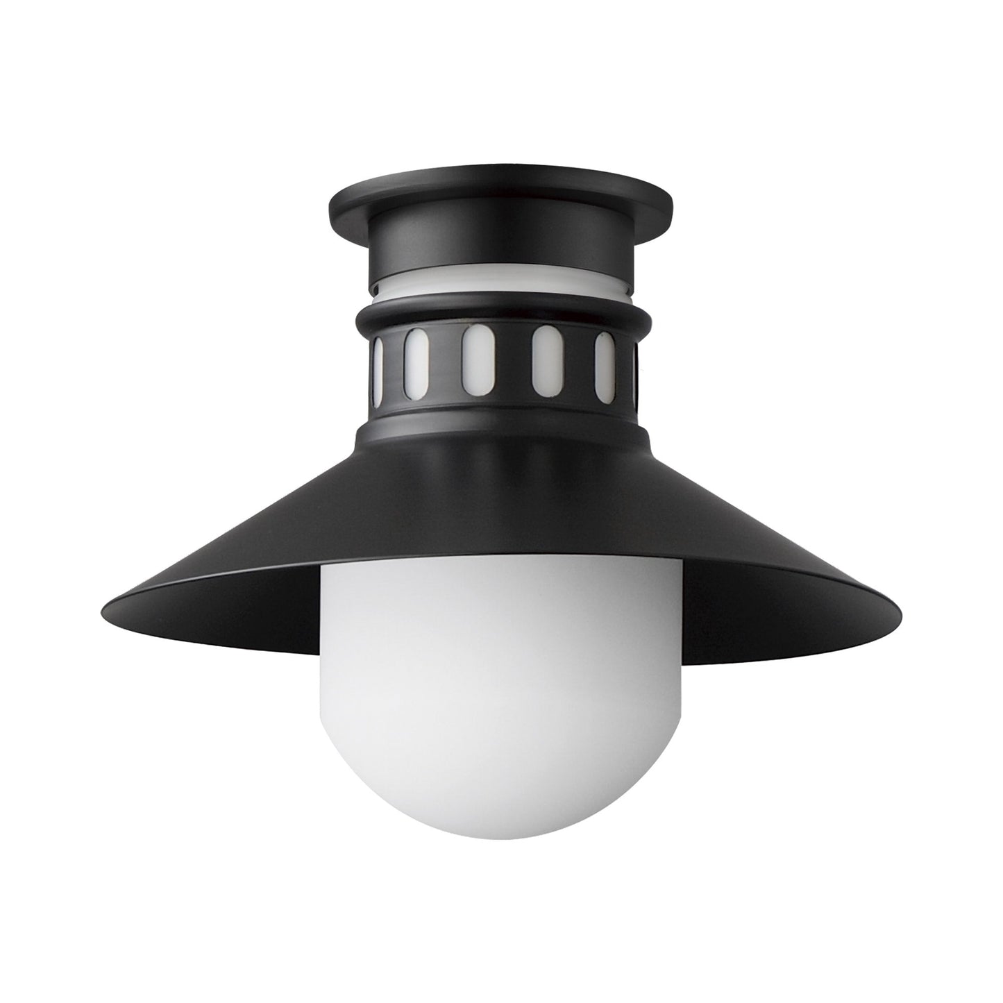 Admiralty Outdoor Flush Mount Ceiling Light in Black.