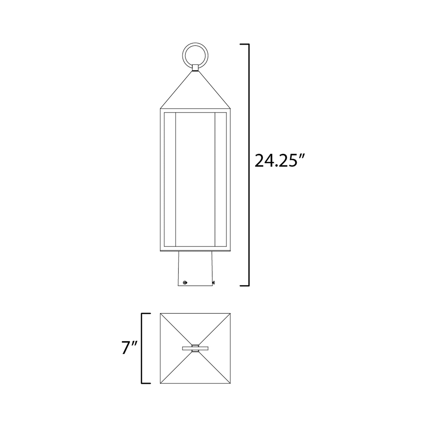 Aldous Outdoor Post Light - line drawing.