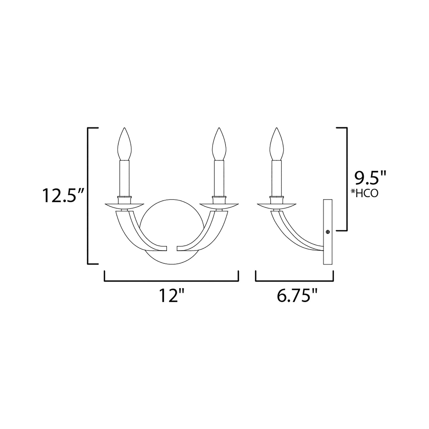 Basque Wall Light - line drawing.