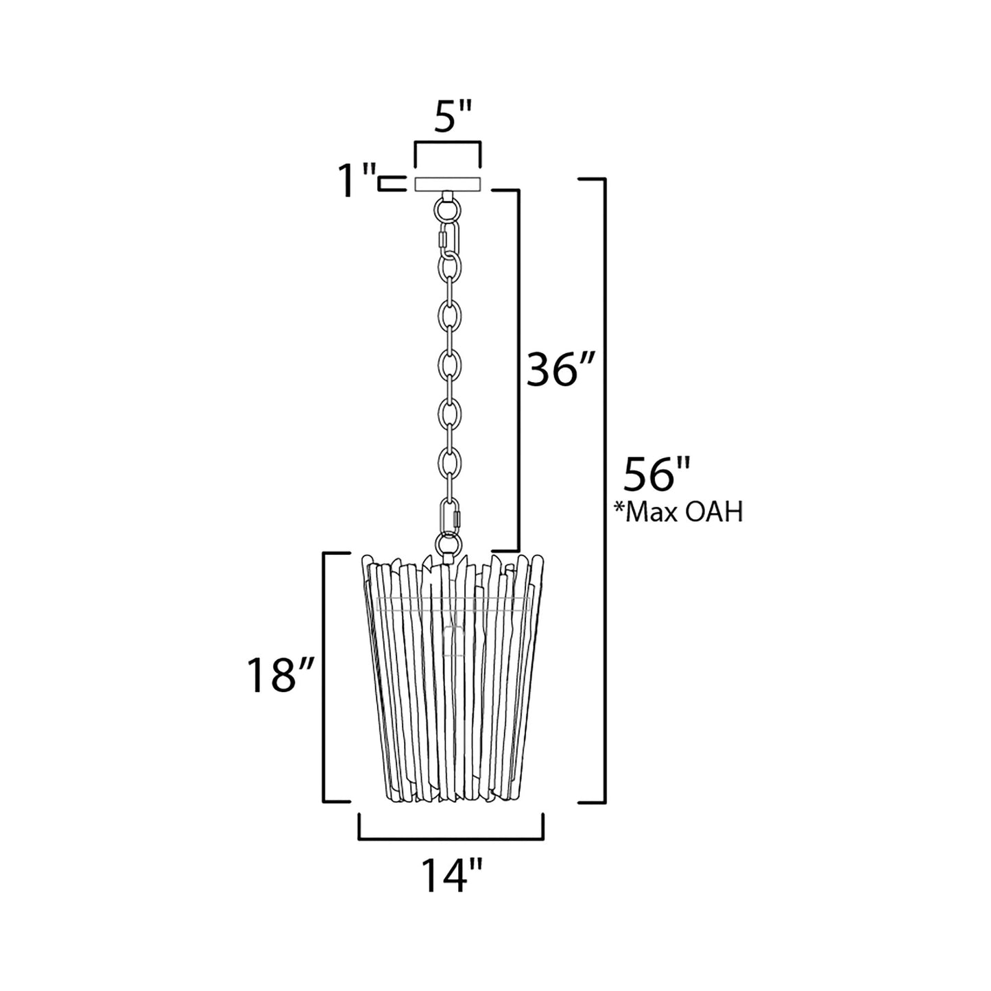 Baywood Pendant Light - line drawing.