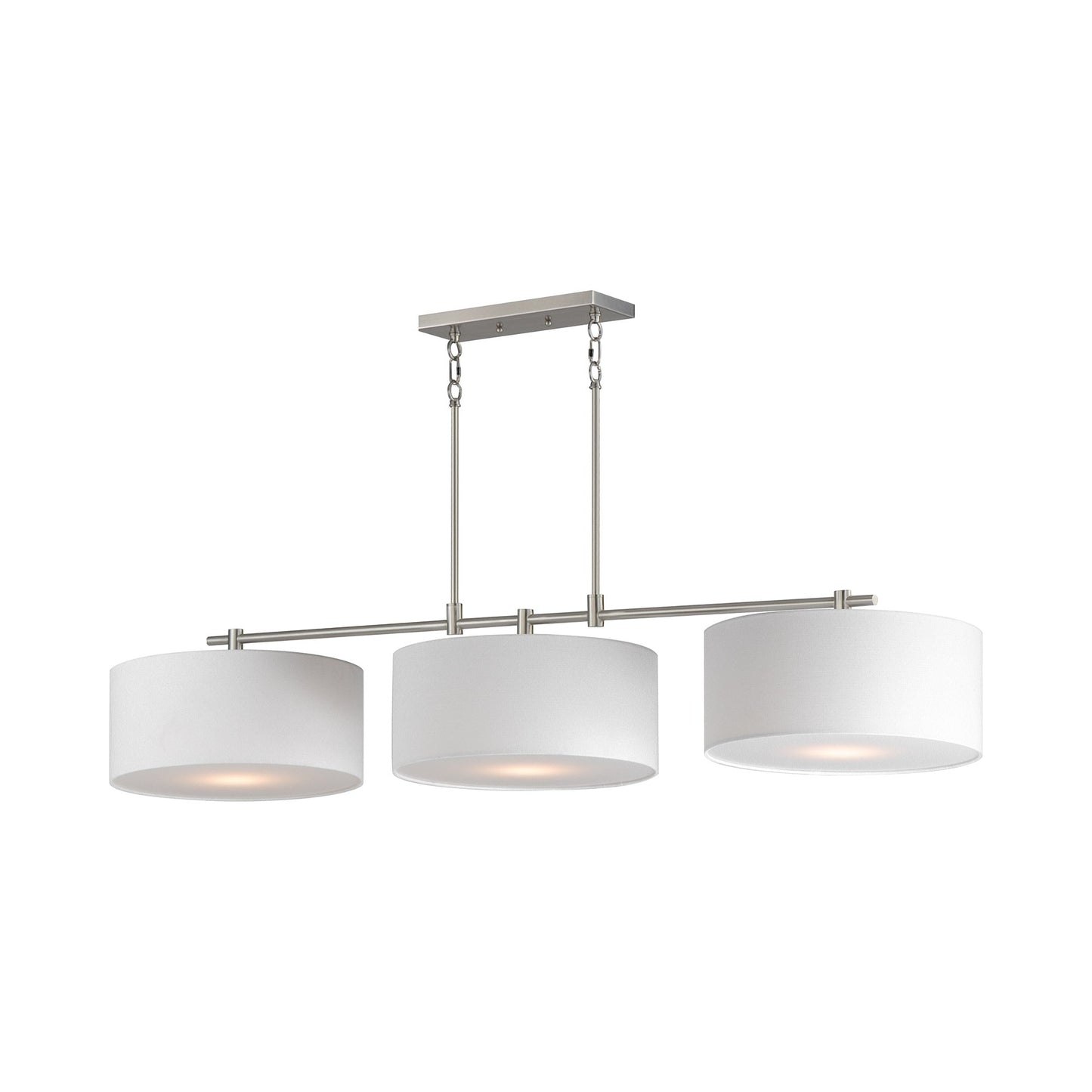Bongo Linear Pendant Light in Satin Nickel (3-Light).