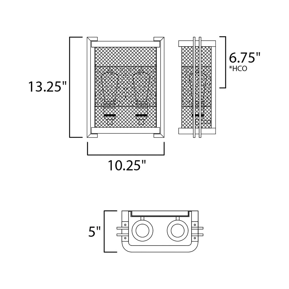 Boundry Bath Wall Light - line drawing.