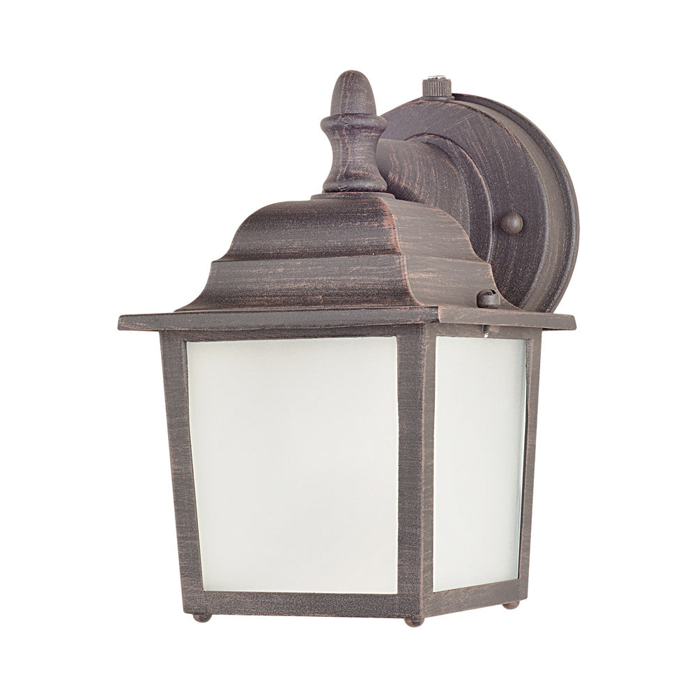 Builder Outdoor Cube Wall Light in Rust Patina (Frosted).