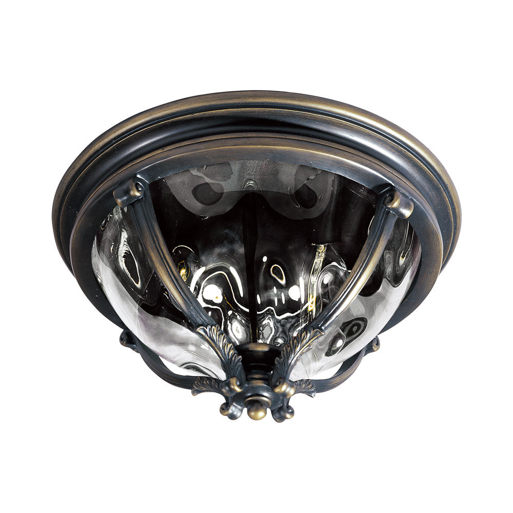 Camden Outdoor Flush Mount Ceiling Light in Golden Bronze.