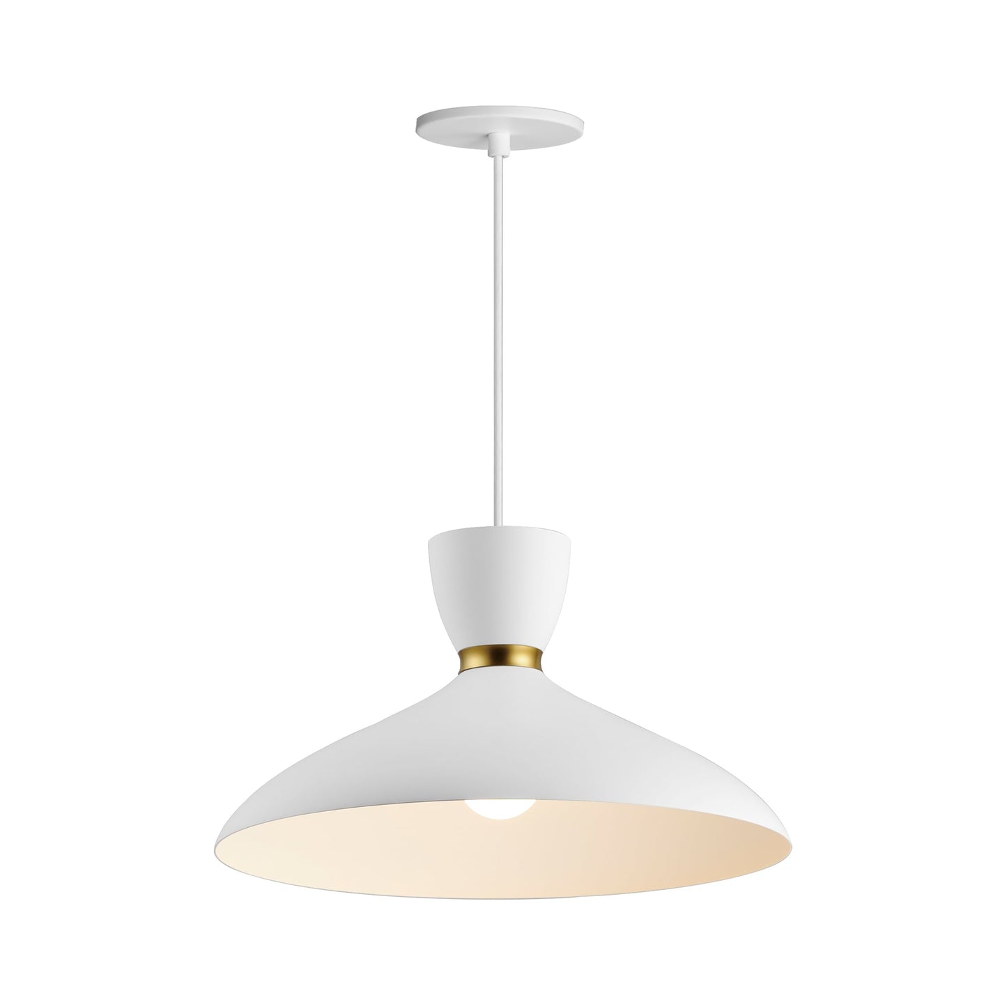 Carillon Pendant Light in White/Satin Brass (15.75-Inch).