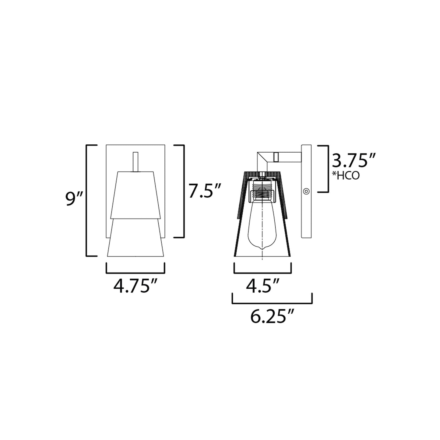 Carpenter Bath Wall Light - line drawing.