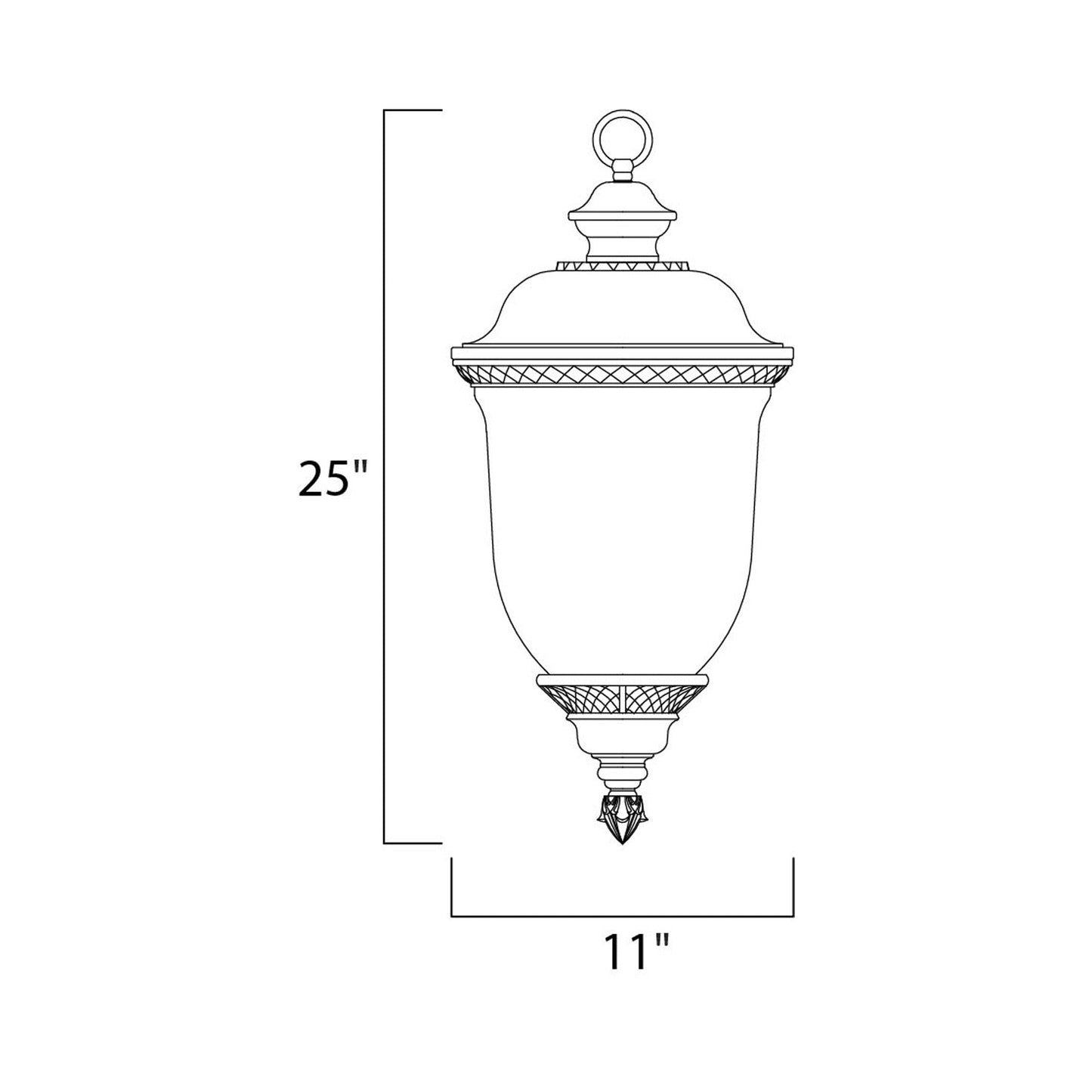 Carriage House Outdoor LED Pendant Light - line drawing.