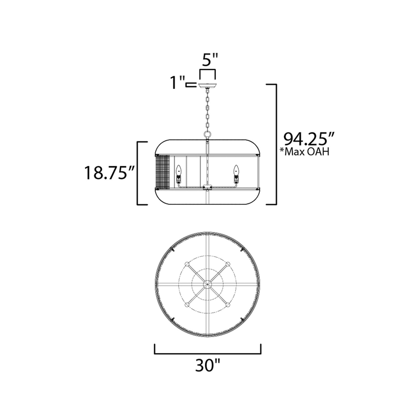 Cestino Multi-Light Pendant Light - line drawing.