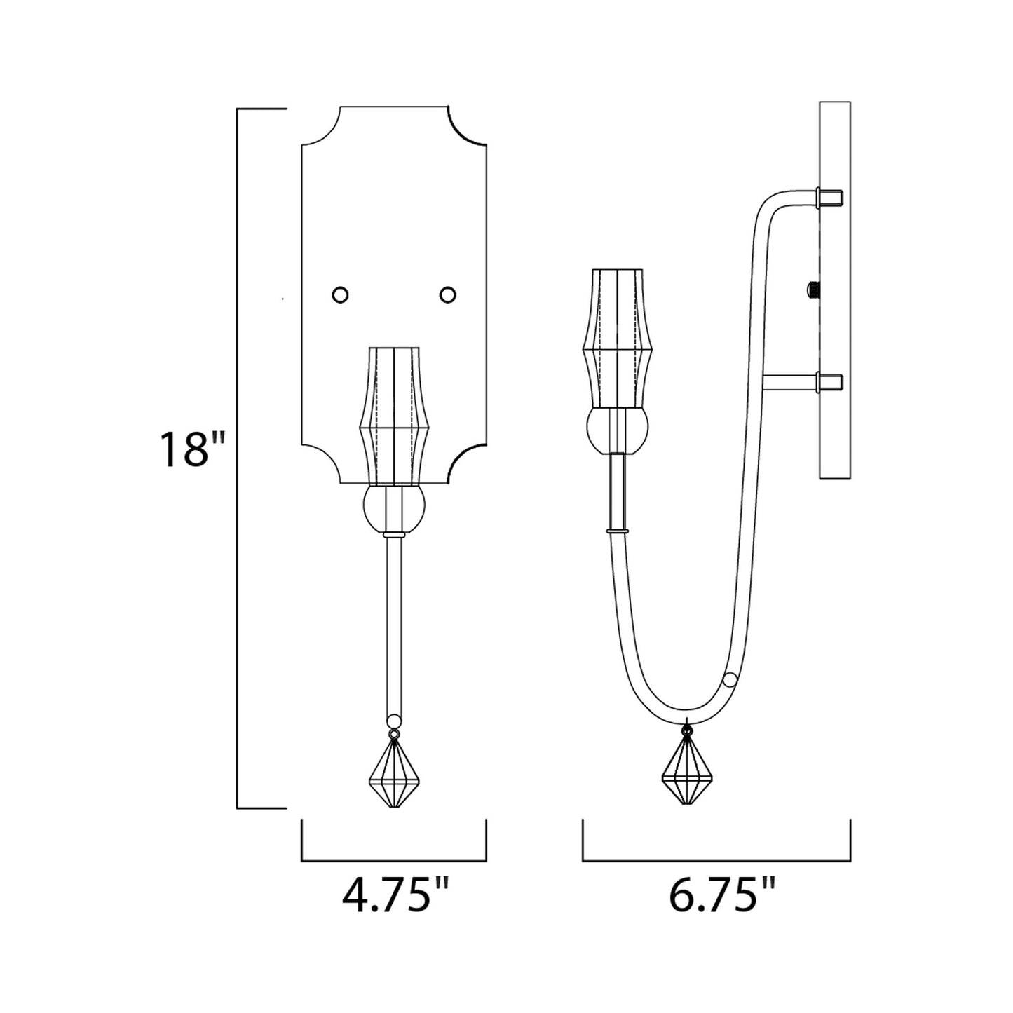 Claymore Wall Light - line drawing.
