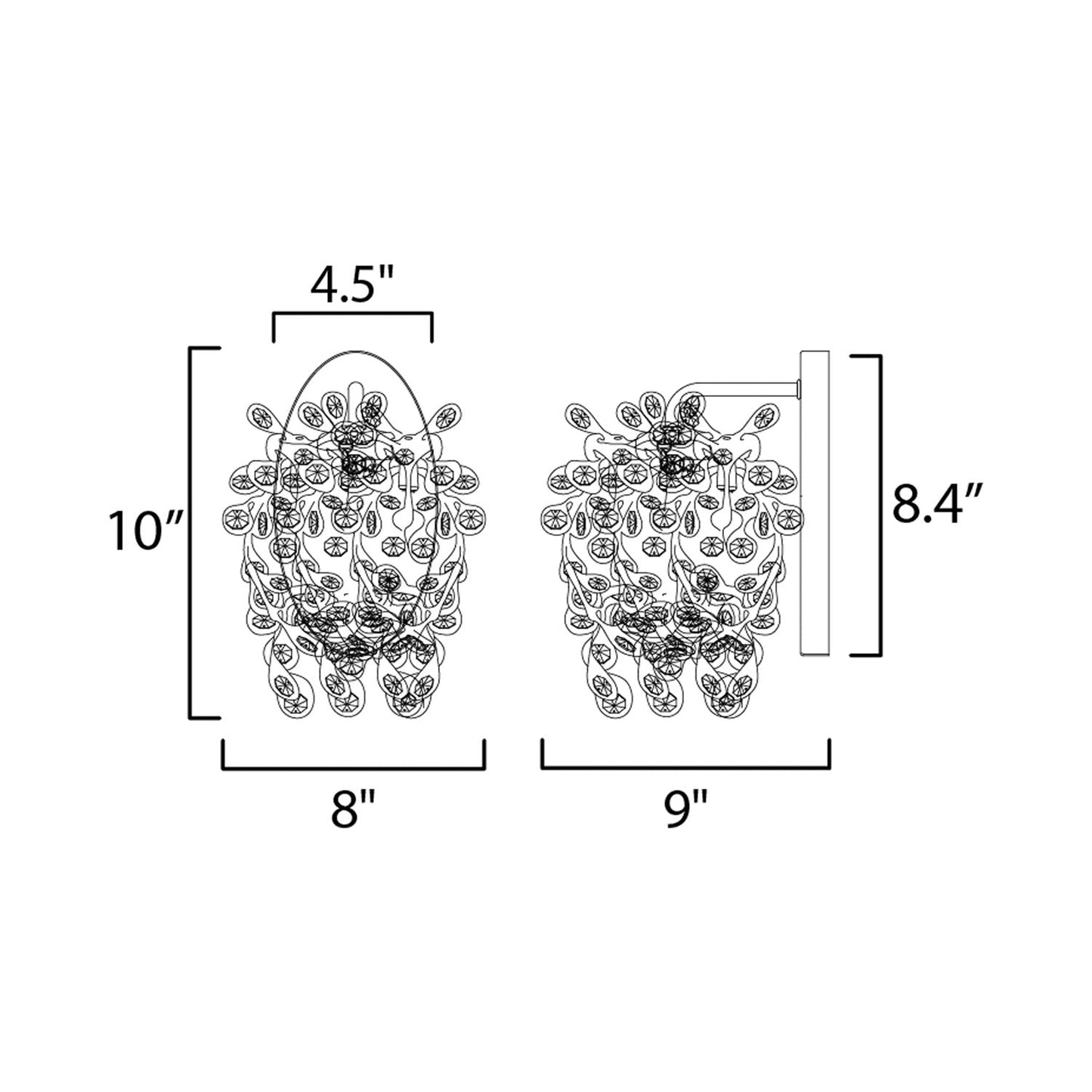 Comet Wall Light - line drawing.
