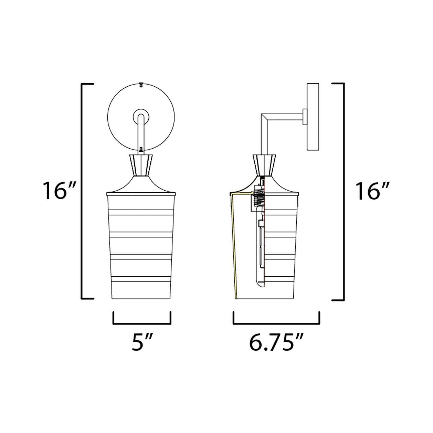 Copacabana Outdoor Wall Light - line drawing.