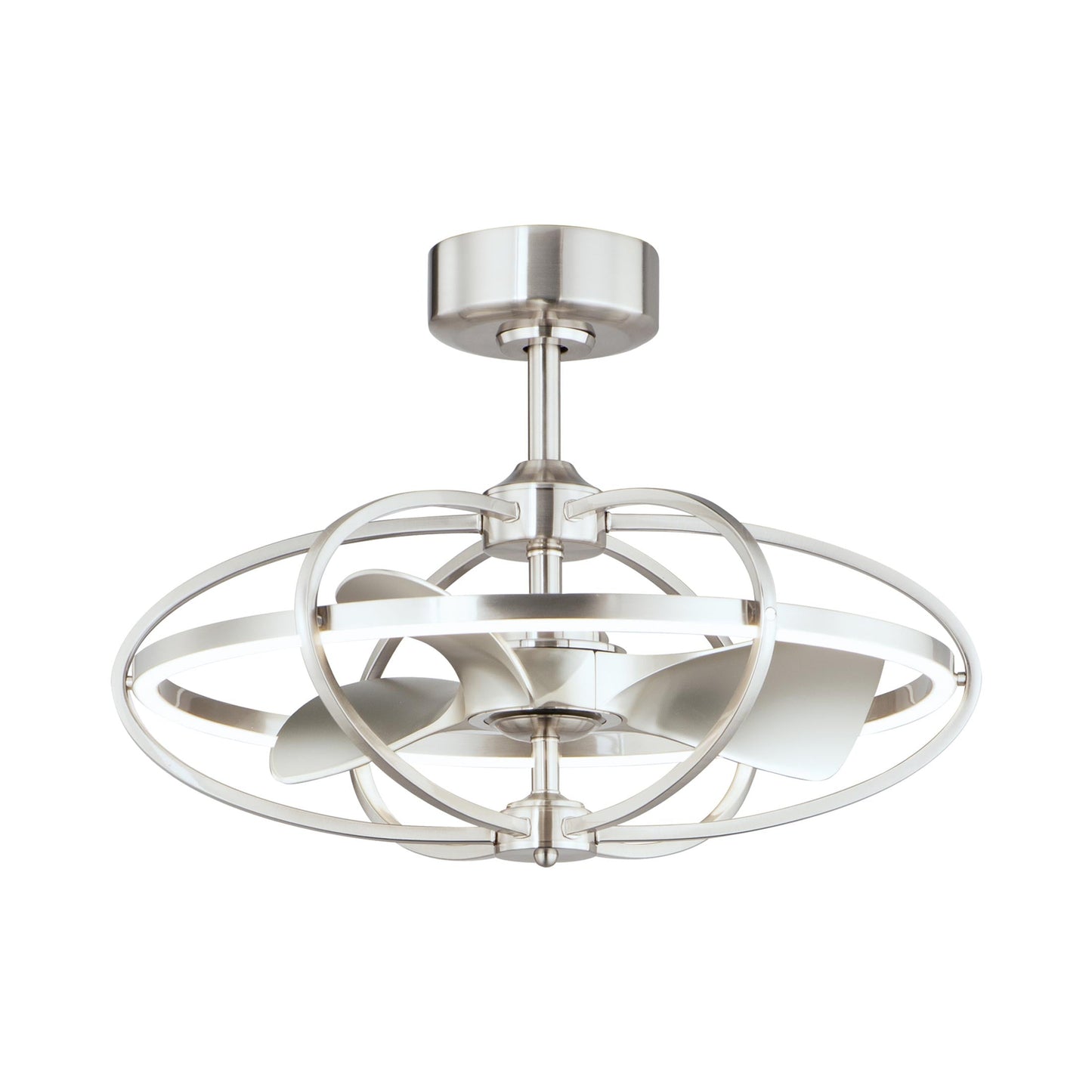 Corona LED Ceiling Fan in Satin Nickel.