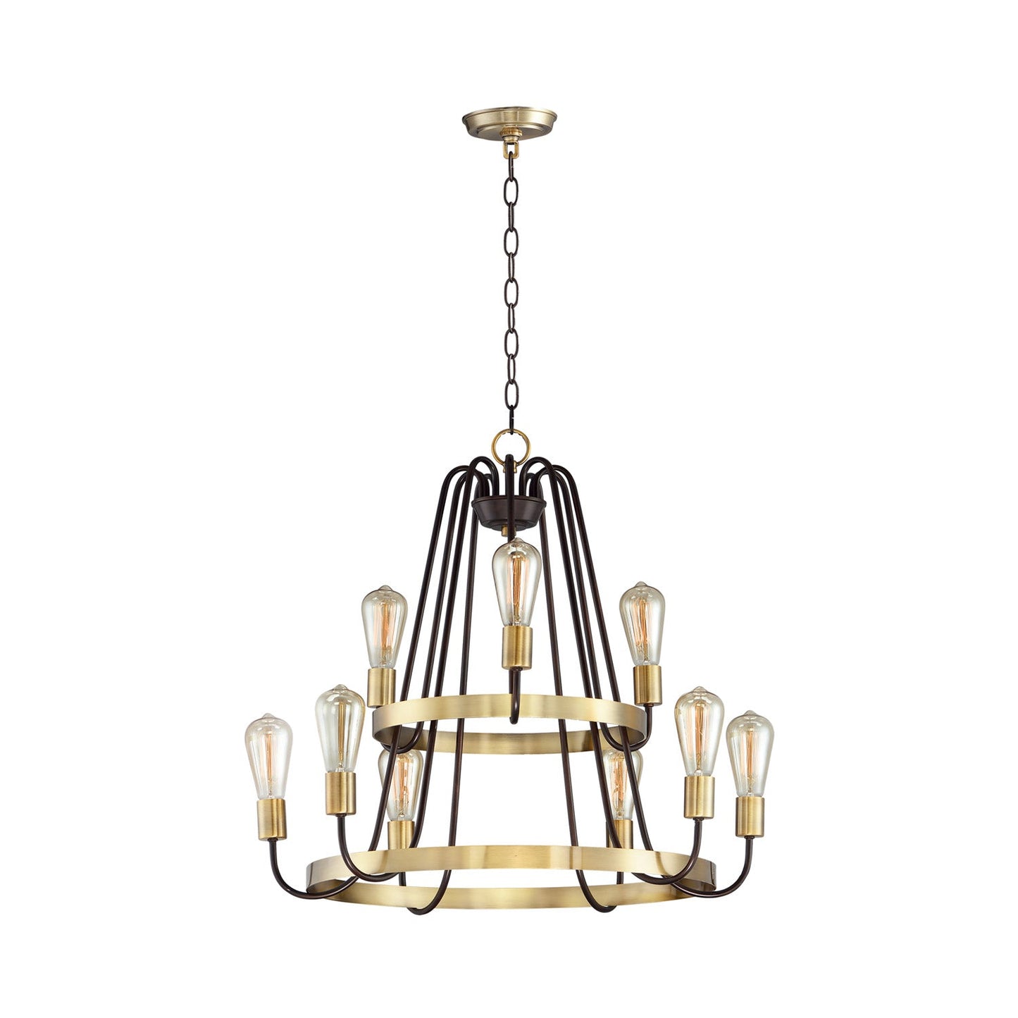 Haven Chandelier in Oil Rubbed Bronze/Antique Brass (9-Light).