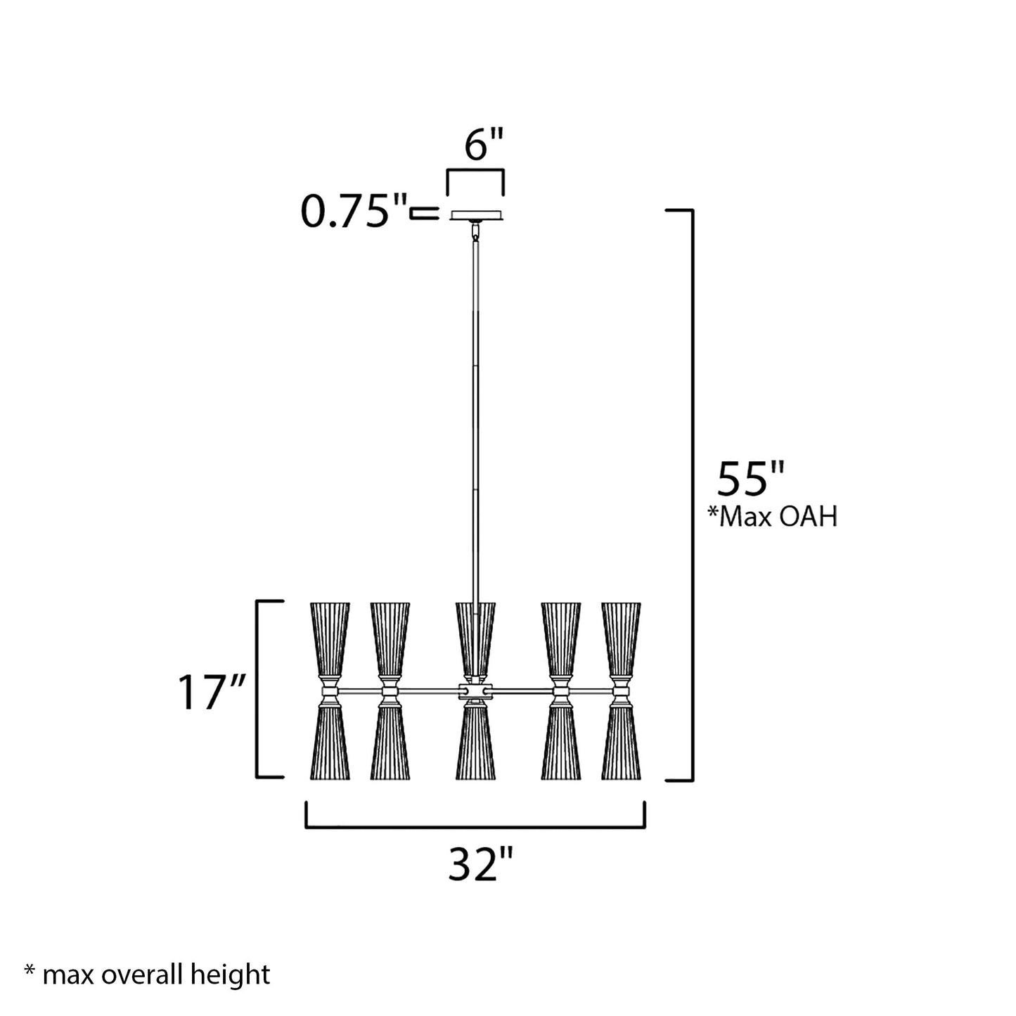 Krevat Chandelier - line drawing.