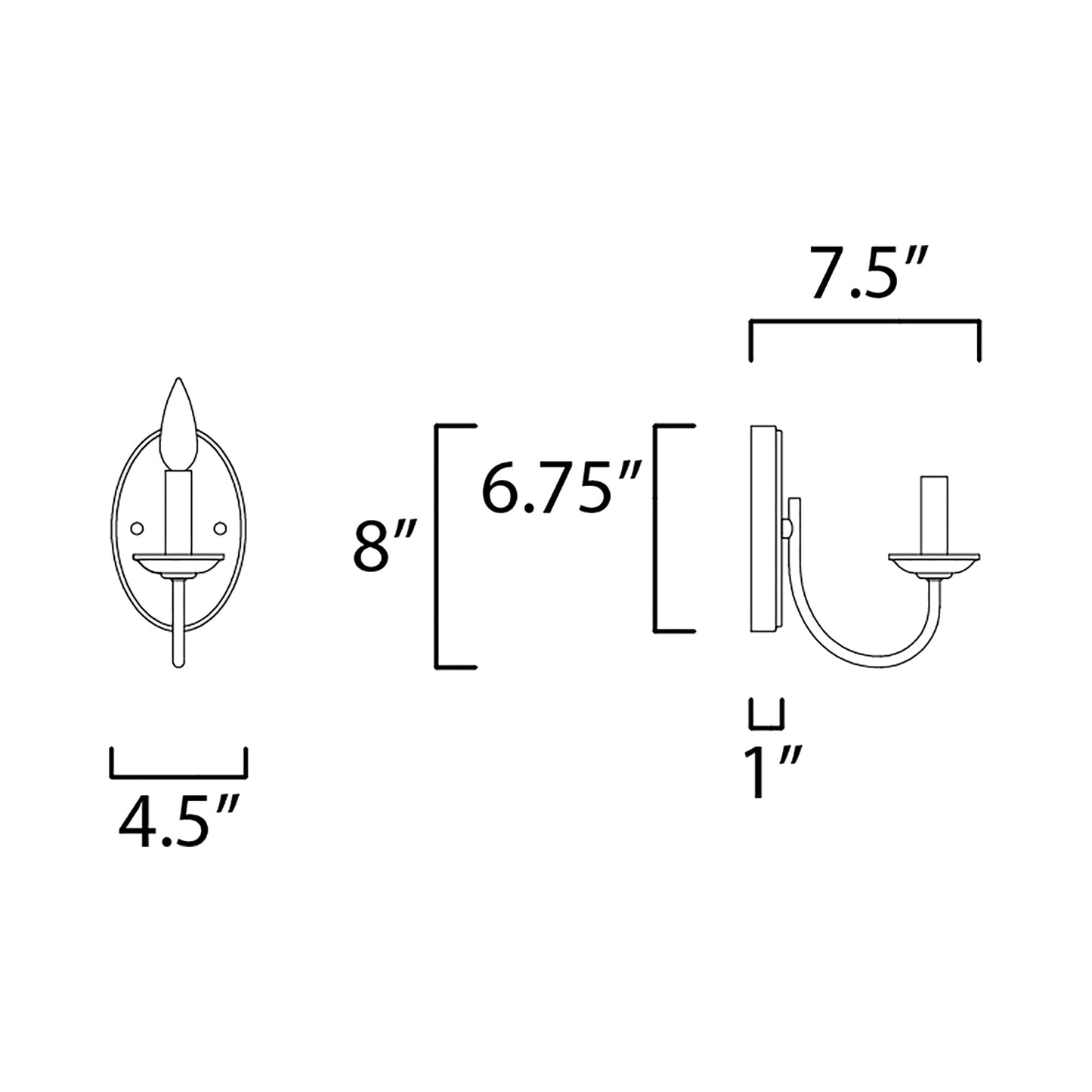 Logan Bath Wall Light - line drawing.