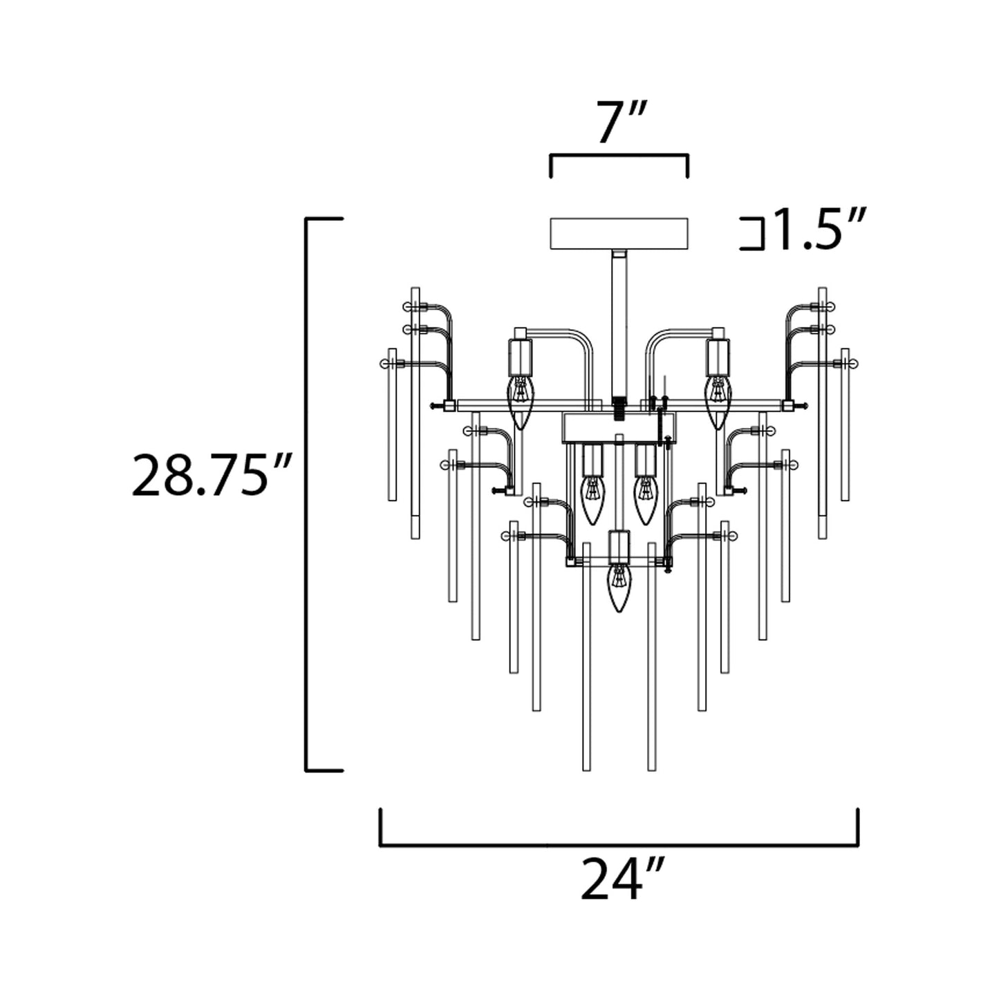 Majestic Flush Mount Ceiling Light - line drawing.
