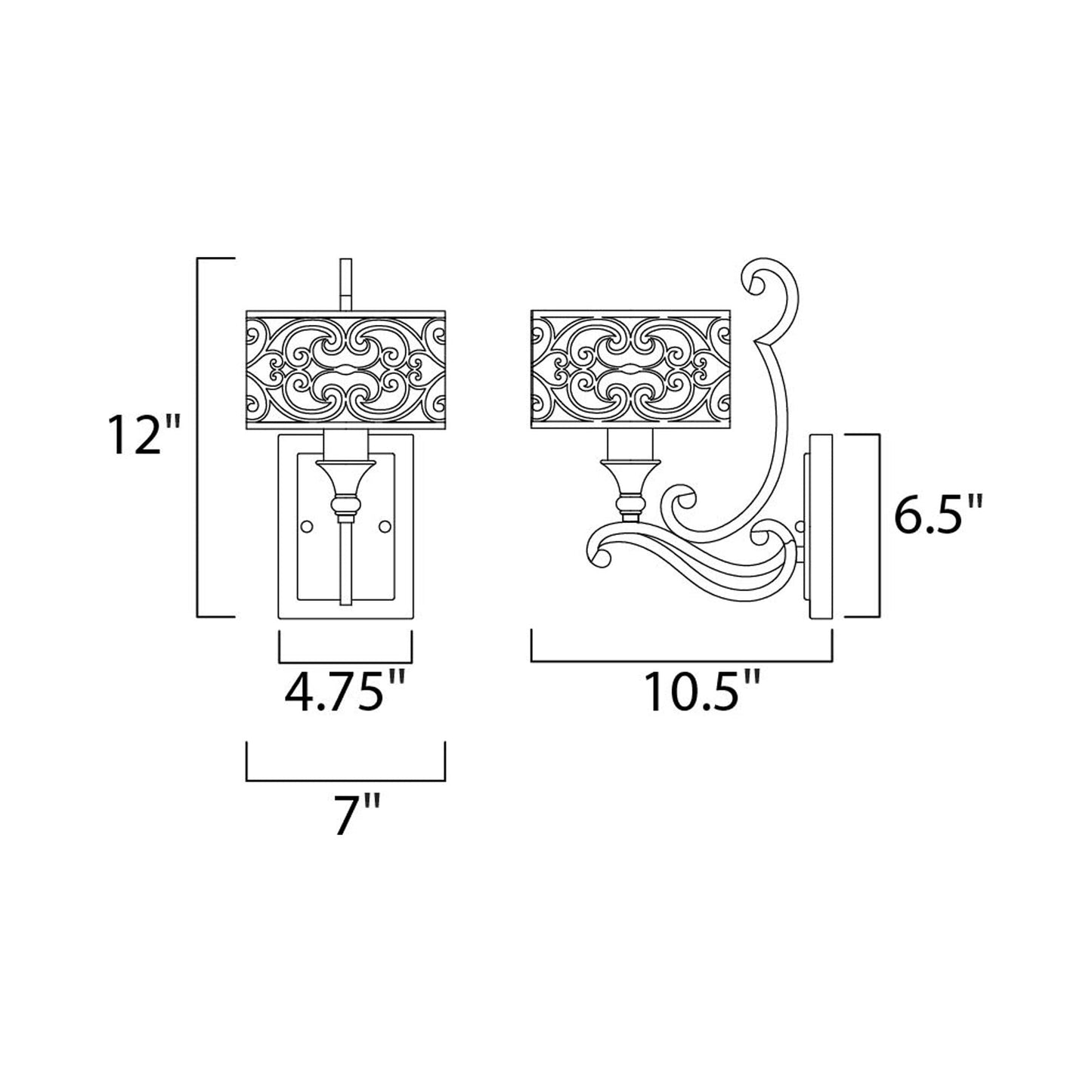 Mondrian Wall Light - line drawing.