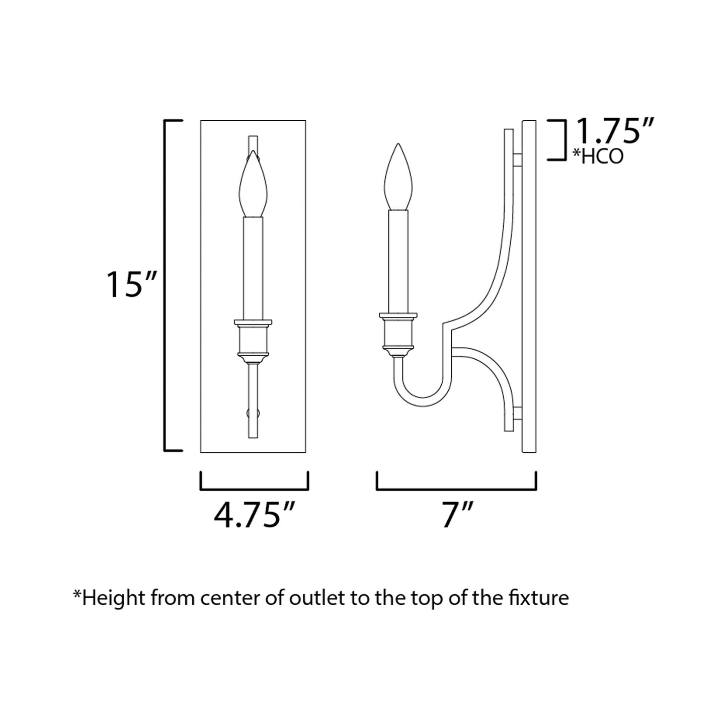 Normandy Bath Wall Light - line drawing.